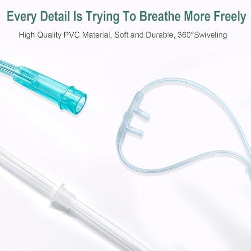 Luisddi 10 Pack High-Flow Soft Nasal Oxygen Cannula, Standard Connector 7 Ft, Green Tubing and Each Individual Packing - görsel 3