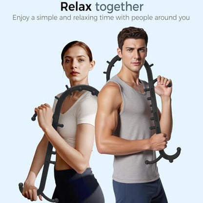 Cubetoou Back and Neck Massager for Pain Relief Deep Tissue, Upgraded Full Body Trigger Point Cane Massage Tools, Therapy Massage Stick Pressure Point Hook, Muscle Knot Remover Tool (Black)