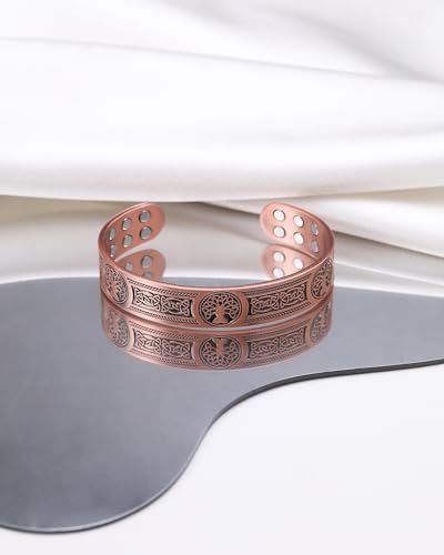 Jecanori Copper Bracelet for Men, 18X Strength Mens Magnetic Bracelets with 3,800 Gauss Magnets, 99.99% Pure Solid Copper Jewelry Gift