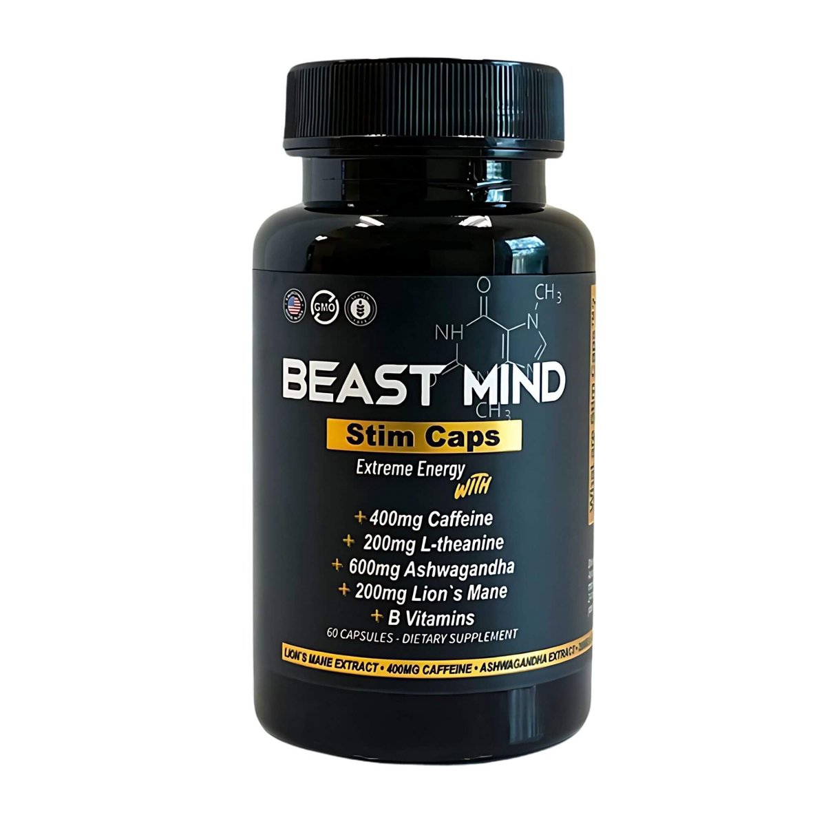 Beast Mind Extreme Energy Pills | 400mg Caffeine | 600mg Ashwagandha | 200mg Lions Mane | Increased Energy & Focus & Mood | – Image 5
