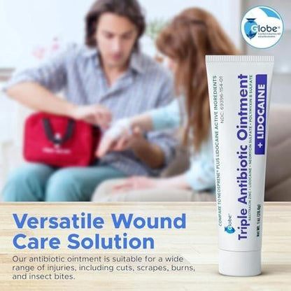 Globe (4-Pack) Lidocaine First Aid Antibiotic Ointment 1 Oz - Maximum Strength Pain Relief & Infection Protection - Numbs Skin Fast with Lidocaine - Emergency Use & Infection Protection