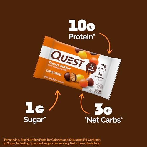 Quest Nutrition Coated Candies, Peanut Butter, 1g Sugar, 10g Protein, 4g Net Carbs, Gluten Free, Keto Friendly, 4 Count - görsel 4