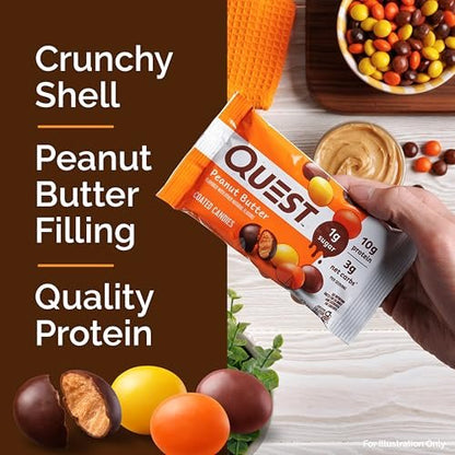 Quest Nutrition Coated Candies, Peanut Butter, 1g Sugar, 10g Protein, 4g Net Carbs, Gluten Free, Keto Friendly, 4 Count