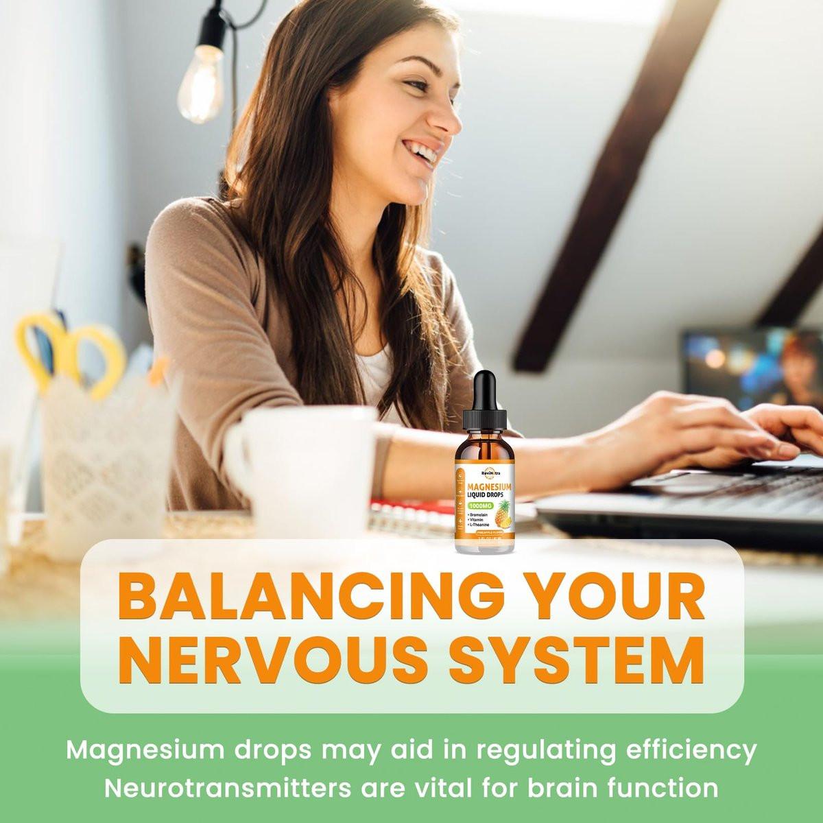 Magnesium Glycinate Liquid Drops, 1000mg of Liquid Magnesium Complex Supplement for Sleep, Nerve, Energy, Muscle, Bone, Calm & Digestion, High Absorption, 2 Fl Oz, Sugar-Free Pineapple Flavor - görsel 9