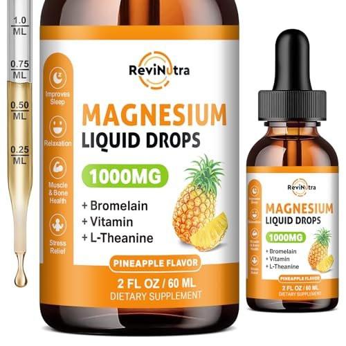 Magnesium Glycinate Liquid Drops, 1000mg of Liquid Magnesium Complex Supplement for Sleep, Nerve, Energy, Muscle, Bone, Calm & Digestion, High Absorption, 2 Fl Oz, Sugar-Free Pineapple Flavor - görsel 2