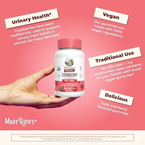 MaryRuth Organics Organic Cranberry Gummies - 500mg Supplement | Urinary Tract Health for Women | with D Mannose | Traditional Use | USDA Organic | Vegan | Non GMO | 30 Servings - görsel 4