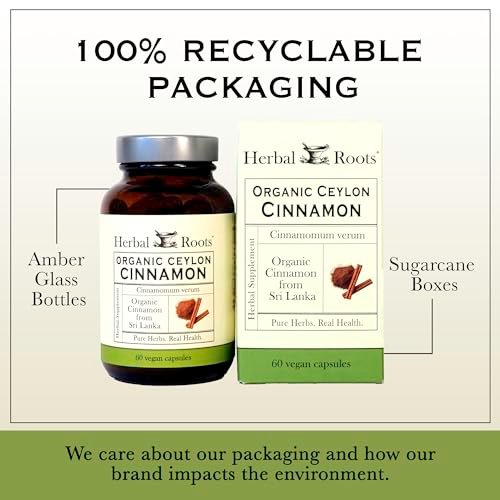 Herbal Roots Organic Ceylon Cinnamon Capsules | USDA Certified Organic - Non-GMO | 60 Organic Vegan Capsules - görsel 2