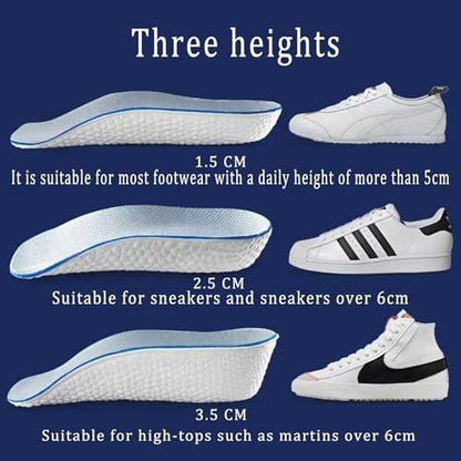 Lcyiweu Orthopedic High-Elastic Insoles - Arch Support, Height-Increasing Insoles, Relief for Plantar Fasciitis and Flat Feet (2 Pairs) (Black, 3.5cm)