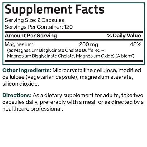 Bronson Magnesium Glycinate 200 mg per Serving, Chelated for High Absorption, Gentle on Stomach, Non-GMO, 240 Vegetarian Capsules - görsel 2