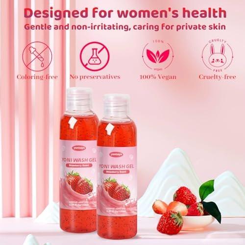 2 PCS Yoni Wash, Natural Feminine Wash for Women Ph Balance, Yoni Body Wash Vaginal Wash for Intimate Moisturizing Deodorant Remove Odor, Strawberry Scent - görsel 6