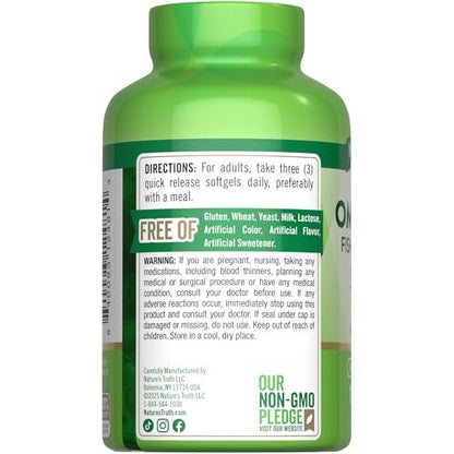Nature's Truth Omega 3-6-9 Softgels | 3600mg | 120 Count | Fish, Flax, and Borage Oil | Triple Strength | Non-GMO & Gluten Free Supplement