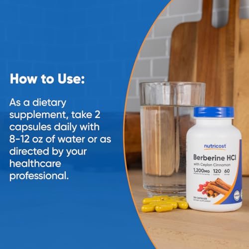 Nutricost Berberine HCl with Ceylon Cinnamon – High Potency: 500mg of each ingredient per serving for effective – Image 2
