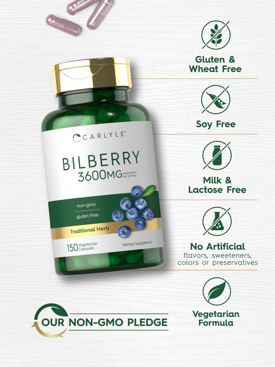 Carlyle Bilberry Extract Capsules | 150 Count | Vegetarian, Non-GMO, Gluten Free Fruit Supplement - görsel 9