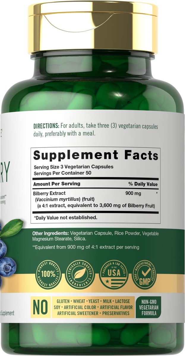 Carlyle Bilberry Extract Capsules | 150 Count | Vegetarian, Non-GMO, Gluten Free Fruit Supplement - görsel 3