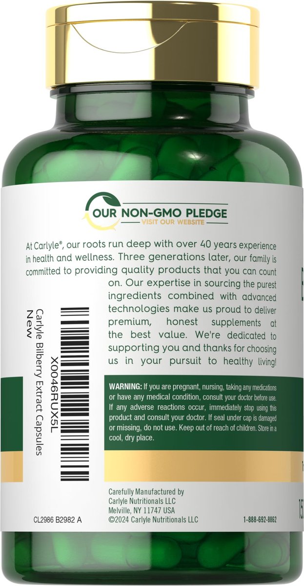 Carlyle Bilberry Extract Capsules | 150 Count | Vegetarian, Non-GMO, Gluten Free Fruit Supplement - görsel 5