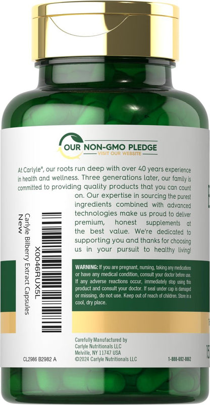 Carlyle Bilberry Extract Capsules | 150 Count | Vegetarian, Non-GMO, Gluten Free Fruit Supplement