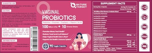 Vaginal Probiotics for Women, 100 Billion CFUs Probiotics & Prebiotics with Digestive Enzymes, Cranberry & D-Mannose - Womens Probiotic Supports pH Balance, Odor & Urinary Tract Health - 90 Capsules - görsel 3