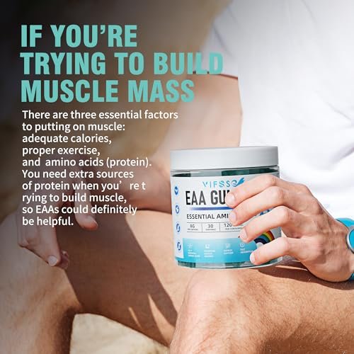 VIFSSG EAA Gummies 120 Gummies (Blue Raspberry), Essential Amino Acids - All 9 Essential Aminos (EAA) and All Branched-Chain Aminos (BCAAs), Non-GMO, Gluten Free, Vegetarian Friendly - görsel 12