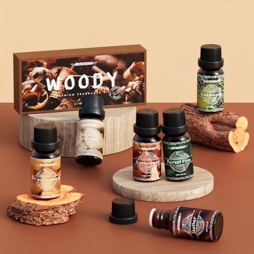 Woody Essential Oils Set, ARVIDSSON Woodsy Fragrance Oil for Candle Making, Sandalwood, Leather, Teakwood, Frankincense, Cedarwood, Pine, Diffuser Essential Oil for Men and Women - görsel 5