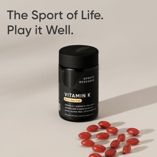 Sports Research Vitamin K Multi-Spectrum - Three Types of Vitamin K: K1, K2 MK-4 & K2 MK-7 - Vegan Friendly, Plantgel Capsule - 60 softgels - görsel 11