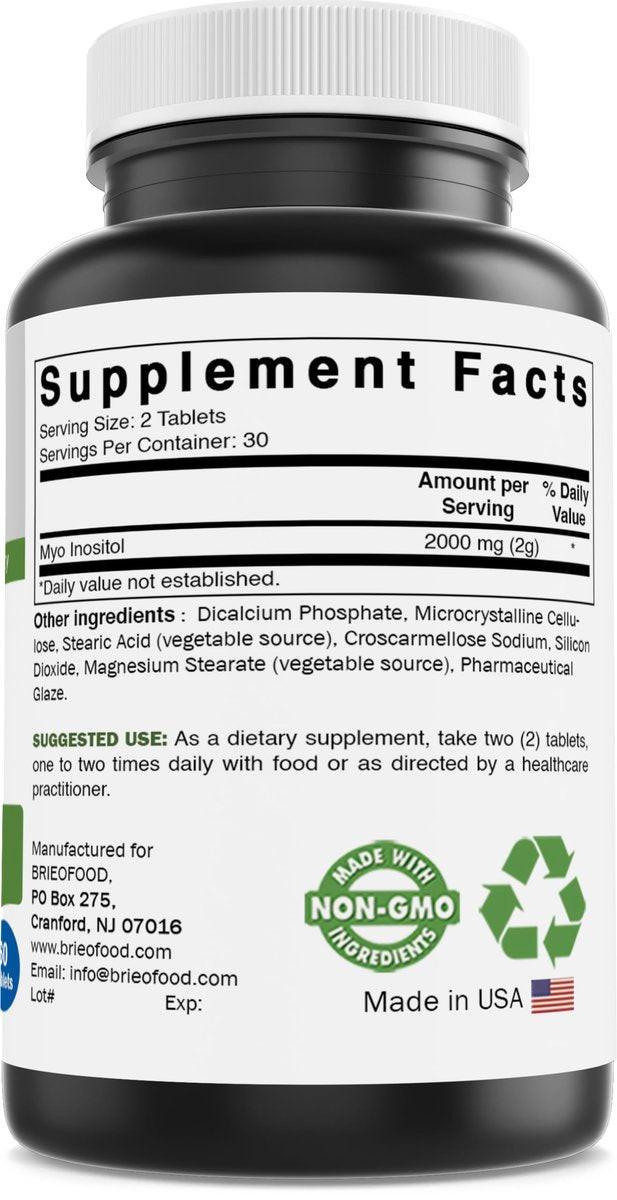 Brieofood Myo Inositol 2000 mg per Serving - 60 Tablets - 3rd Party Lab Tested - görsel 5