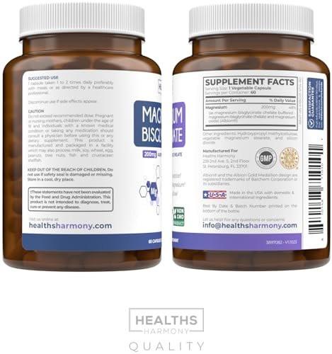 High Absorption Magnesium Bisglycinate Capsules - Clinically Validated Buffered and Chelated Magnesium Supplement - 1 Daily Vegan Capsule with Lab Verified Gentle 200mg Serving (2 Month Supply) - görsel 7