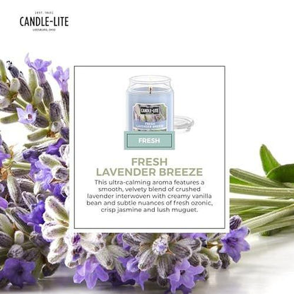 Candle-lite Scented Candle, Fresh Lavender Breeze, 18 oz Jar, 110-Hour Burn Time, Made in USA