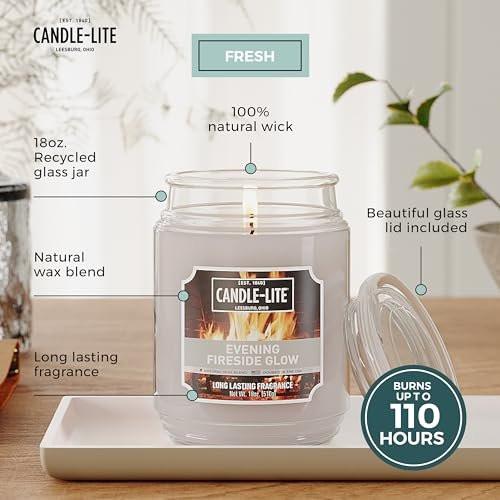 Candle-lite Fall Scented Candles, Evening Fireside Glow, 18 oz Jar, Proudly Poured in The USA, Aromatherapy Candle, Single-Wick with 110 Hours of Burn Time, Perfect for Creating a Refreshing Ambiance - görsel 6