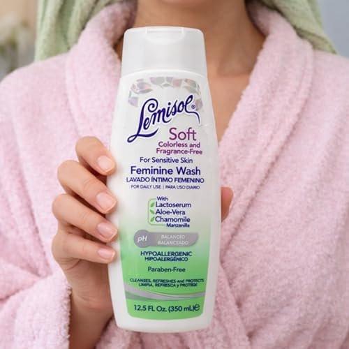 Lemisol Soft Feminine Wash, Fragrance-Free for Sensitive Skin, pH Balanced, Odor Control, 12.5 Fl Oz Bottle (Pack of 1) - görsel 1