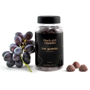 Black Girl Vitamins - Iron Gummies (20 mg), Supports Iron Deficiency & Anemia, Gluten-Free, Gelatin Free, Made in The USA (Grape, 60 Count) 30 Day Supply - görsel 1