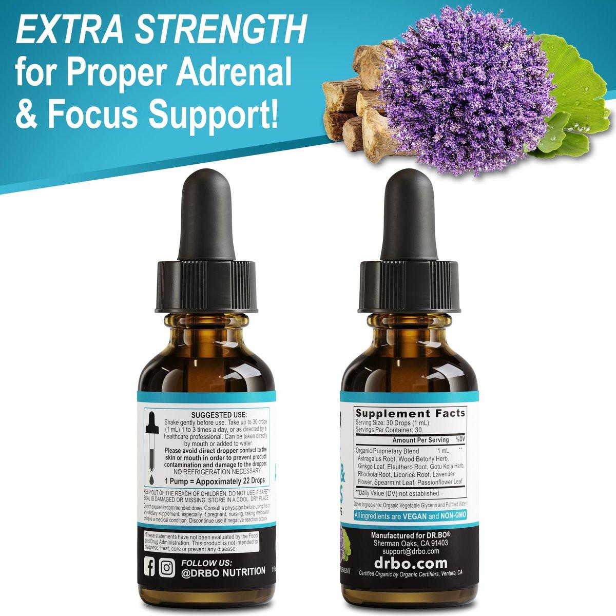 Adrenal Support Supplements Liquid Drops - Organic Adrenal and Focus Supplement, Cortisol Manager Adaptogen Adults, Ginkgo Biloba for Kids Calm - Natural Brain and Memory Fatigue Stress Attention 1oz - görsel 17