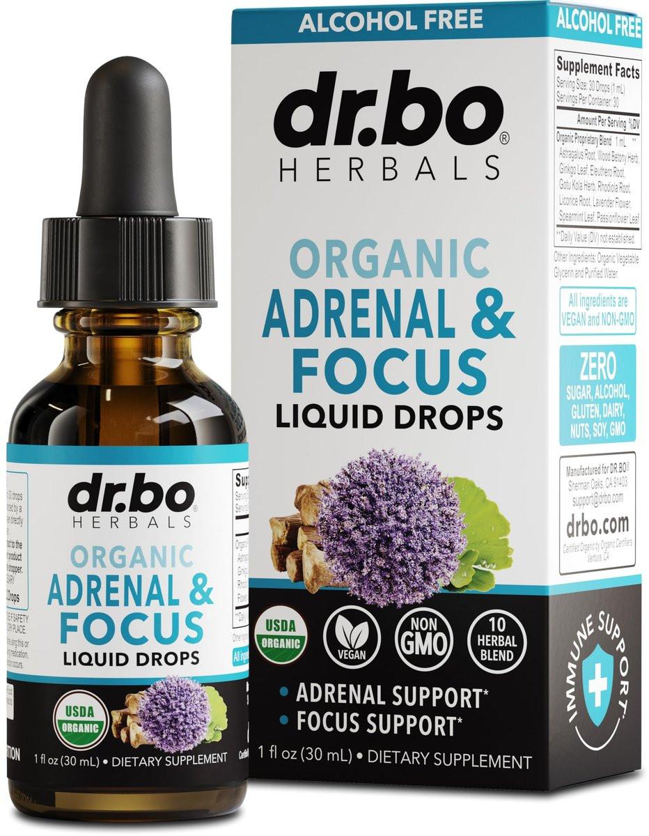 Adrenal Support Supplements Liquid Drops - Organic Adrenal and Focus Supplement, Cortisol Manager Adaptogen Adults, Ginkgo Biloba for Kids Calm - Natural Brain and Memory Fatigue Stress Attention 1oz - görsel 1
