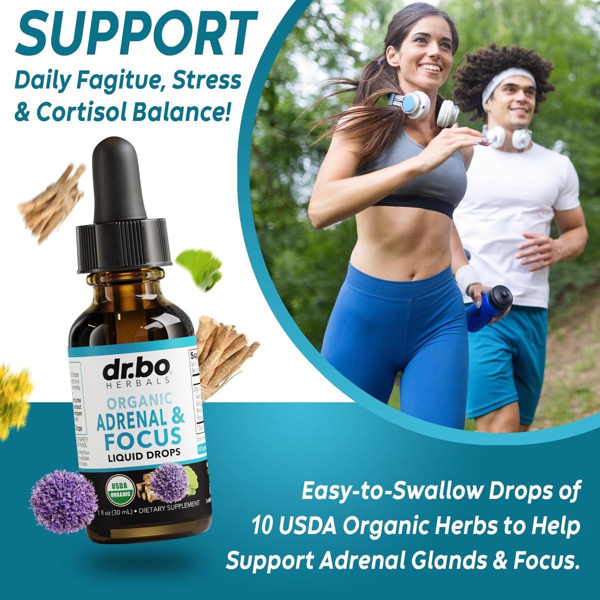 Adrenal Support Supplements Liquid Drops - Organic Adrenal and Focus Supplement, Cortisol Manager Adaptogen Adults, Ginkgo Biloba for Kids Calm - Natural Brain and Memory Fatigue Stress Attention 1oz - görsel 5