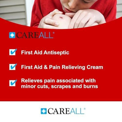 CareAll First Aid Burn Cream 0.9g Packets (Pack of 144) Pain Relieving First Aid Cream for Temporary Relief of Pain from Minor Burns, Cuts, and Scrapes with Benzalkonium Chloride and Lidocaine HCI