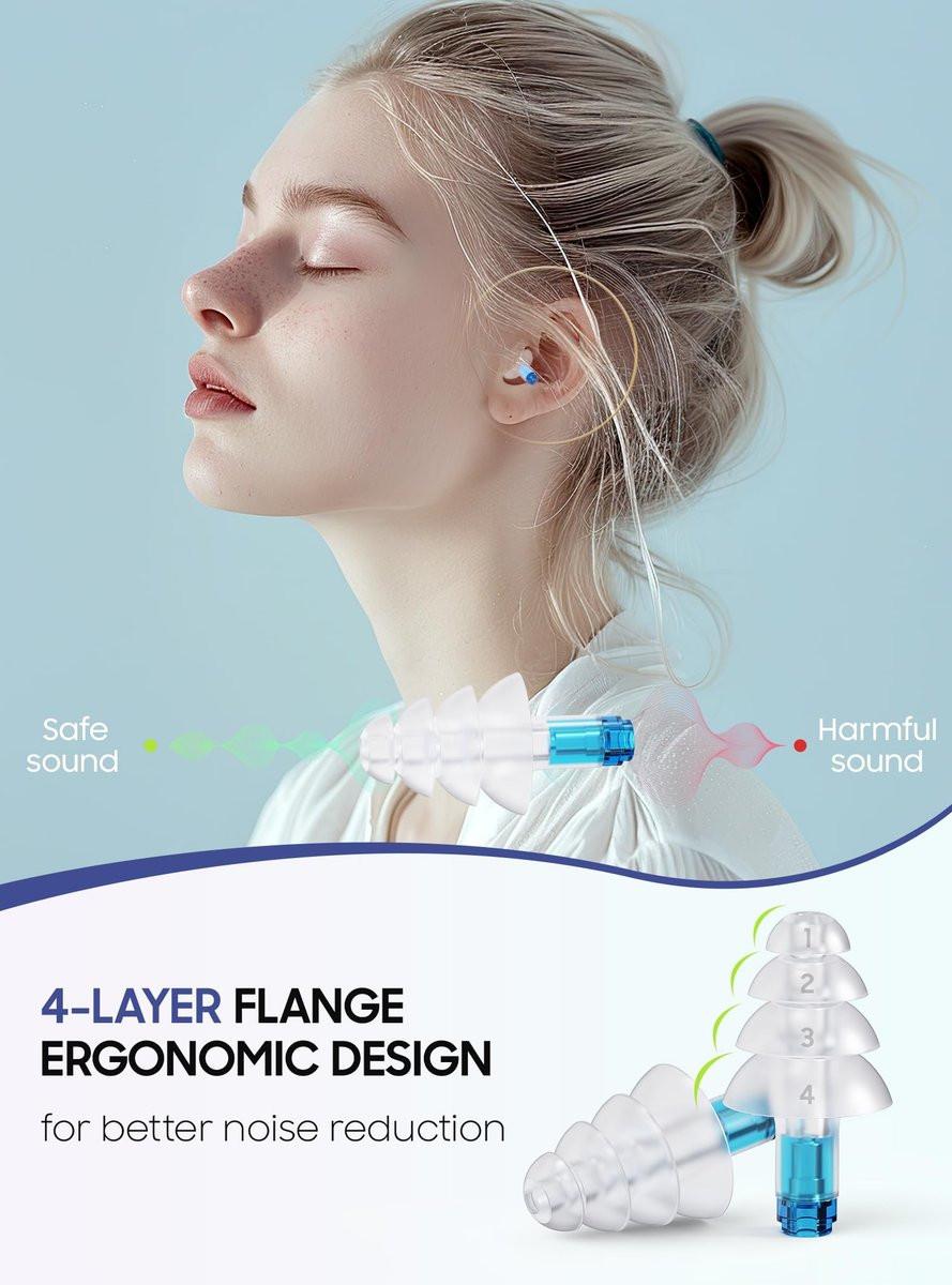 Ear Plugs for Airplane Pressure Relief, 2 Pairs Adults Soft Silicone Reusable Airplane Earplugs 26dB, with Silicone Connector Cord, Travel Essentials for Flying, Ear Protection Earplugs for Plane - görsel 6