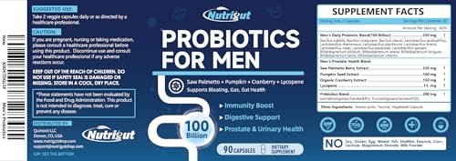 Probiotics for Men, 100 Billion CFUs with Prebiotics, Saw Palmetto Berry, Pumpkin Seed, Cranberry & Lycopene for Prostate Urinary Health, Mens Probiotic for Digestive & Immune Health 90 Capsules - görsel 4