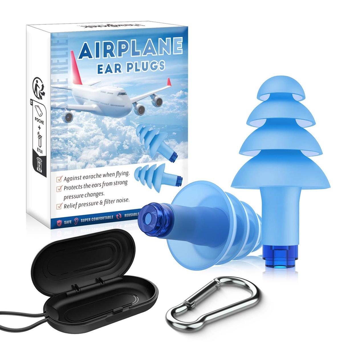 Hearprotek Airplane Earplugs for Pressure Relief, Soft Reusable Ear Protection for Air Travel, Includes Carrying Case, Essential for Adults to Alleviate Pressure and Muffle Engine Sounds (Blue) - görsel 4