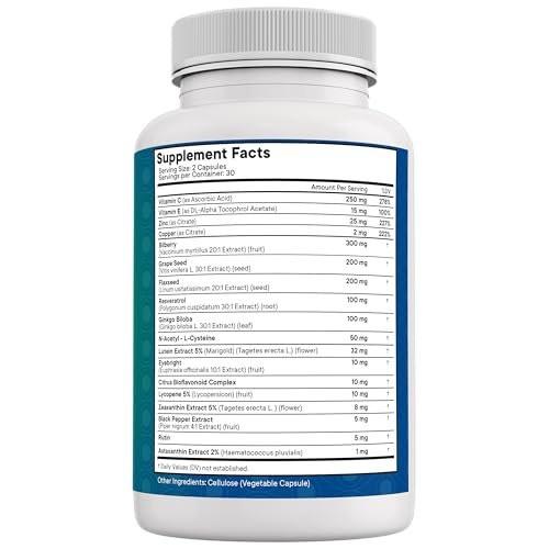 NEW AGE Eye Health Vitamins with Bilberry Lutein & Zeaxanthin Lycopene Resveratrol Grape Seed Astaxanthin - Eye Vitamin - 60 Count - görsel 15