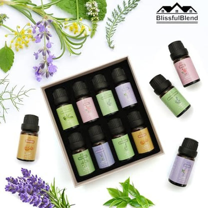 8 Pcs Pure Essential Oils Set for Diffuser, Home Care, Candle, Soap, Clean, Perfume, Laundry - Peppermint, Lavender, Rose, Clove-Organic Aromatherapy for Women and Mom Gift 10ml Each Mother's Day