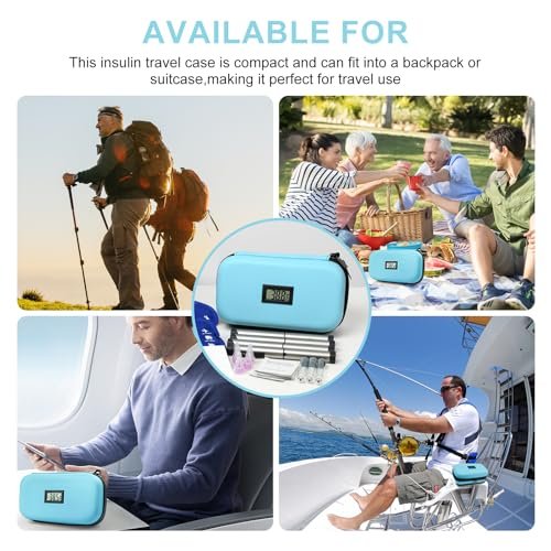 Gosemai TSA Approved Insulin Cooler Travel Case Medication Cooler for Travel with Thermometer Temperature Display Diabetic Medication Organizer Medical Travel Cooler Bag with 2 Ice Pack (Light Blue) - görsel 13