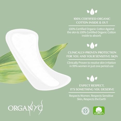 Organyc 100% Certified Organic Cotton 2 in 1 Panty Liners for Women Fits Thong or Regular Underwear, Light Flow, 20 Count - görsel 10
