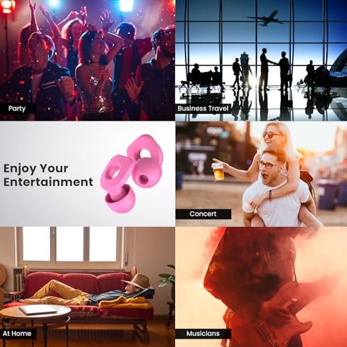 2 Pairs of Earplugs for Sleeping, Reusable Hearing Protection Ear Plugs with 8 Pairs Ear Tips & One Connector Cord, Soft Earplugs for Noise Reduction, Concert, Musician & Work - 25dB-30dB - görsel 5
