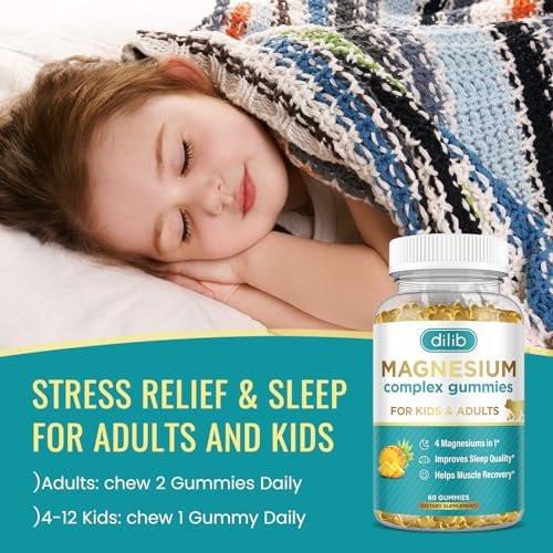 Magnesium Complex Gummies for Kids & Adults - Calm Chewable Gummies - Magnesium Glycinate, Taurate, Citrate, Malate, Supplement - Support Calm Stress Relief, Bone, Muscle, Mood Vegan, 60 Count (Pack of 1) - görsel 8