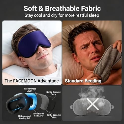 3D Cooling Gel 6oz Weighted Eye Mask for Sleeping & Screen Fatigue Relief, Ice Cold Compress Sleep Mask for Migraines, Headaches & Eye Strain, 100% Blocking Contour Eye Mask for Better Rest, Blue - görsel 14