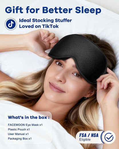 3D Weighted Cooling Gel Eye Mask for Sleeping - FSA/HSA Eligible, 6oz Gel-Weighted Sleep Mask, 100% Blackout, Gentle Pressure & Cold Relief for Migraine, Ice Cold Mask for Travel Essentials