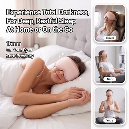3D Blackout Cooling Gel Eye Mask: 6oz Weighted Cold Compress, Deep Relaxation & Meditation Mask for Women, Nurse Night Shift Recovery, Headache & Stress Cooling Comfort, Gift Ready, Pink