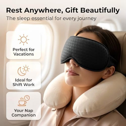 Blackout Weighted Eye Mask for Sleeping: 3D Contoured Gentle-Pressure Sleep Mask for Men & Women - Airplane Travel & Night Shift Essentials, Zero Eye Pressure, Breathable Blindfold, Black