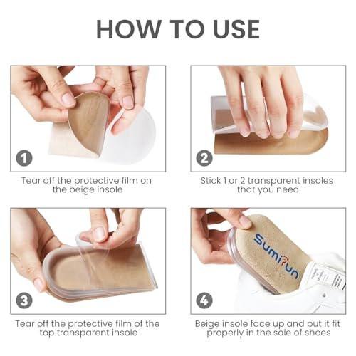 Sumifun Heel Lift, 4-Layer 1 Inch Gel Shoe Lifts for Women Uneven Legs, Adjustable Orthopedic Heel Lifts for Heel Pain and Leg Length Discrepancy, Heel Wedge Inserts 1/4" 1/2" 3/4" (Size L, Beige) - görsel 14