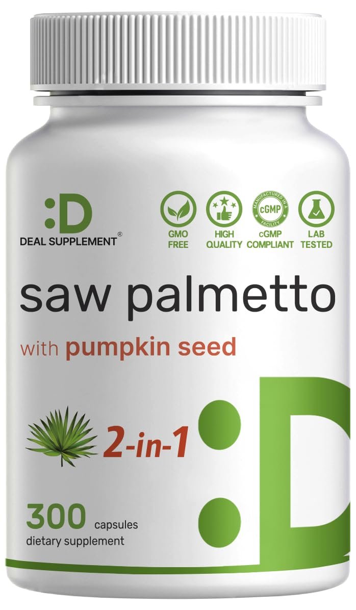 Saw Palmetto Supplement with Pumpkin Seed, 300 Capsules | Promotes Prostate Health | DHT Blocker | Hair Growth Vitamins, Maintain Normal Urinary Frequency - görsel 3
