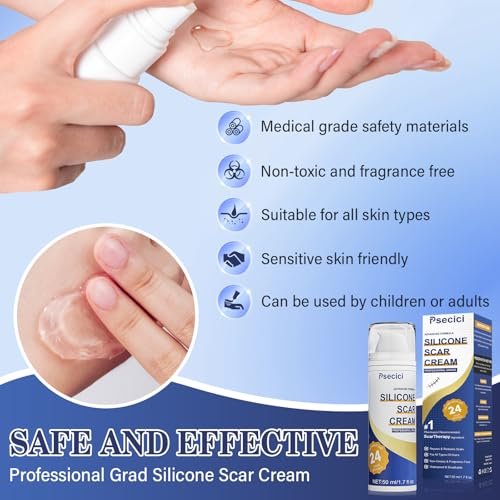 Scar Cream, Advanced Scar Gel, Silicone Scar Gel, Scar Removal Cream for Surgical Scars, Burn, Acne, Stretch Mark, Keloid Bump, C Section Scars 1.7 oz (50g), Blue - görsel 7